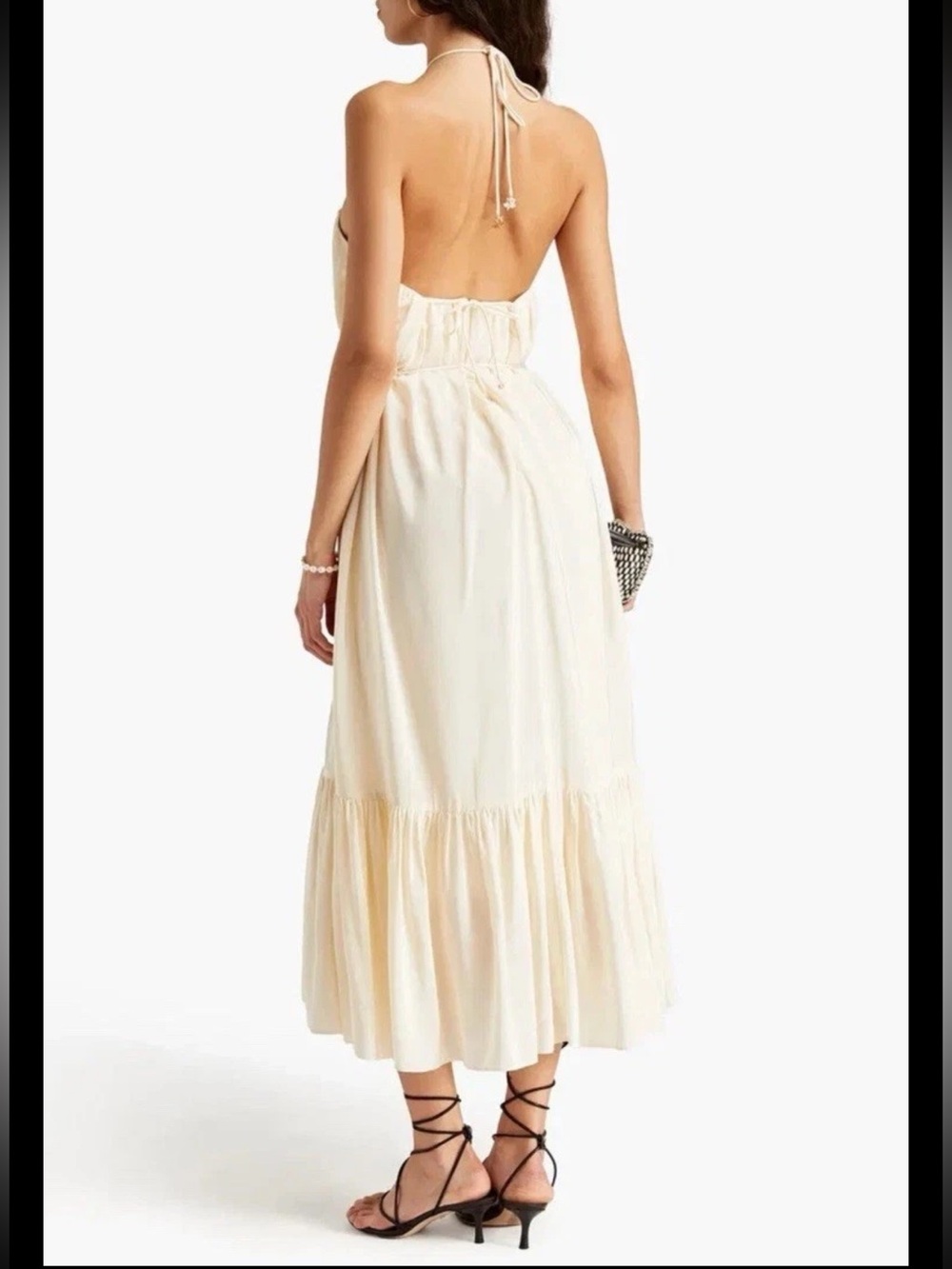 NWT Zimmermann Halter Neck 100% Silk Cream Midi Dress Size 3 US 10 - Picture 3 of 12
